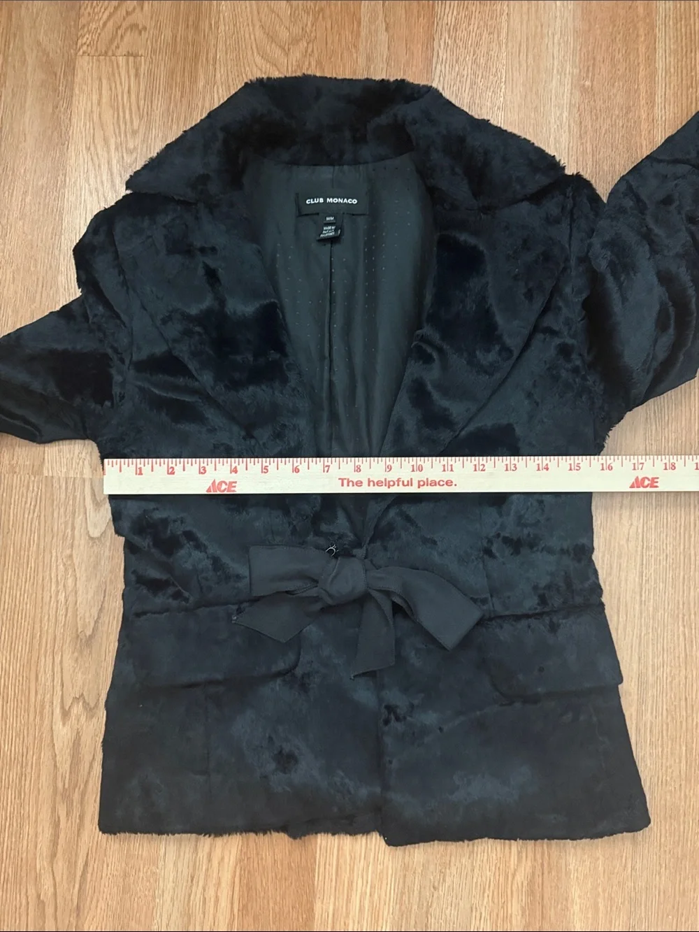 Club Monaco Black Faux Fur Tie-Waist Jacket